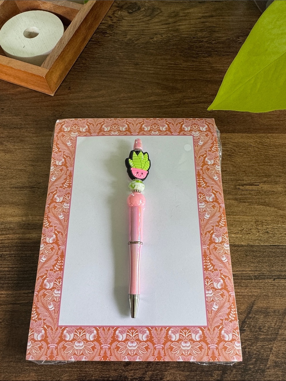Pink Novelty Plant Top Retractable Pen